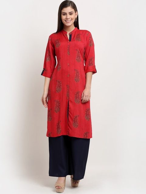 

GRACIT Women Red Ethnic Motifs Printed Kurta with Palazzos