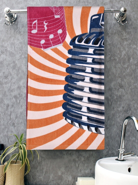 

BOMBAY DYEING Kids Orange & Blue Printed 400 GSM Cotton Bath Towels