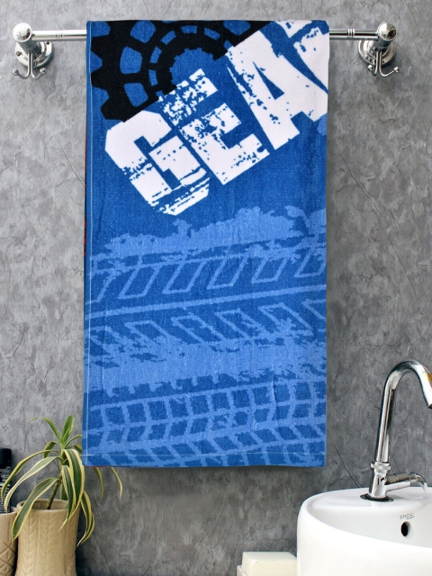 

BOMBAY DYEING Blue & White Printed 400 GSM Pure Cotton Bath Towel