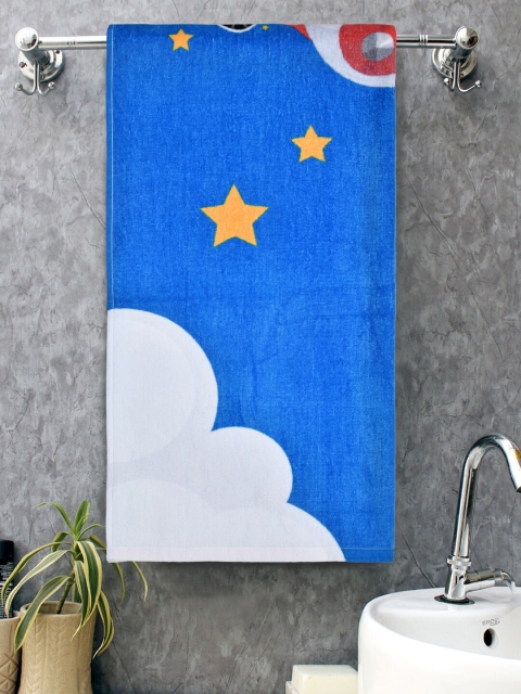 

BOMBAY DYEING Kids Blue Printed 400 GSM Pure Cotton Bath Towel