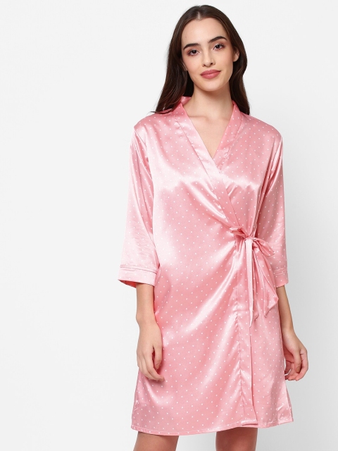 

Sweet Dreams Women Peach-Coloured Printed Wrap Nightdress