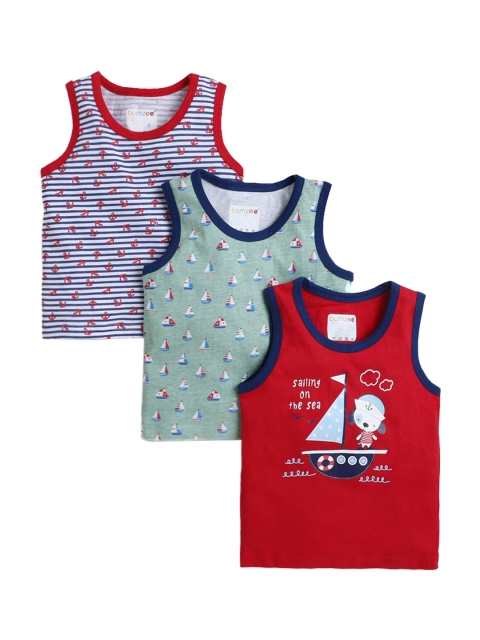 

Hopscotch Boys Pack Of 3 Printed Cotton Innerwear Vests, Red