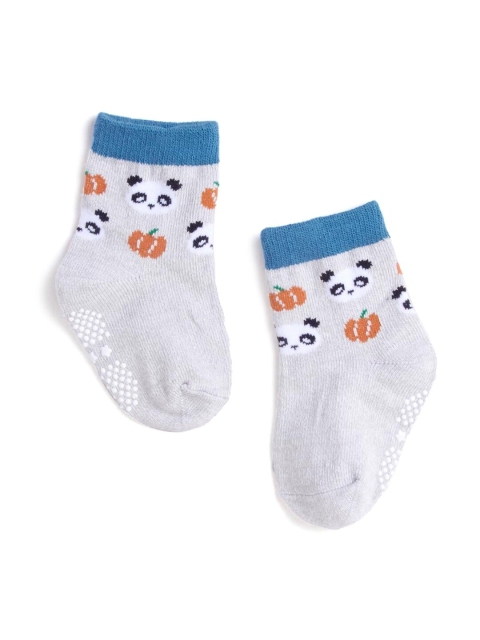 

Hopscotch Boys Grey Graphic Printed Anti Skid Ankle Length Socks