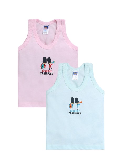 

Hopscotch Boys Pack Of 2 Graphic Printed Pure Cotton Innerwear Vests, Multi