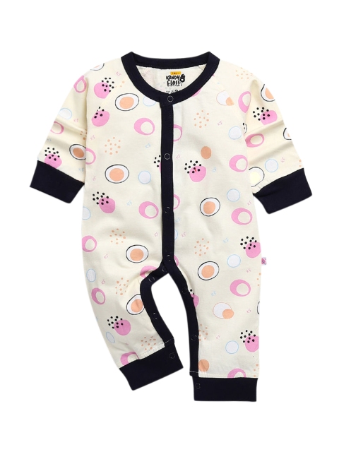 

Hopscotch Infant Kids White Printed Full Sleeves Bodysuit
