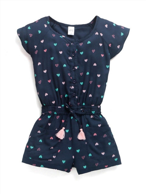 

Hopscotch Girls Blue Printed Jumpsuit