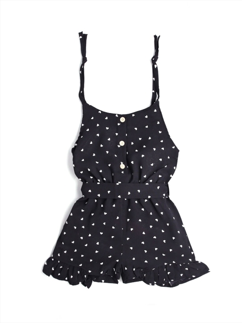 

Hopscotch Girls Black & White Printed Basic Jumpsuit