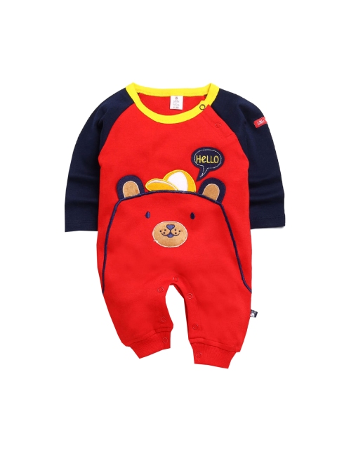 

Hopscotch Boys Red Printed Cotton Bodysuit