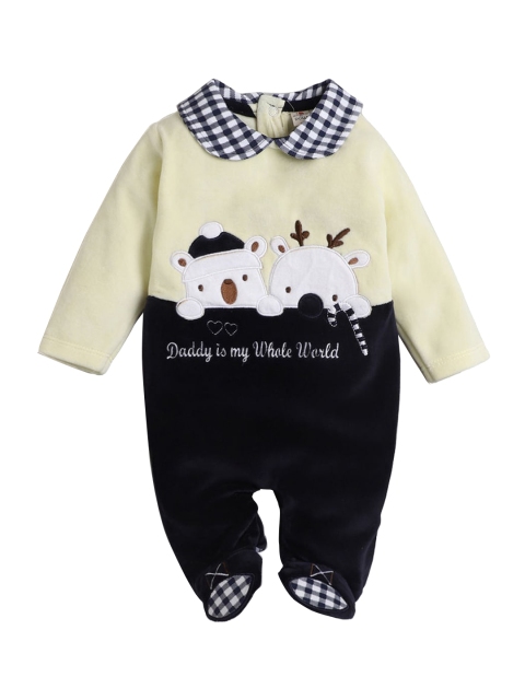 

Hopscotch Girls Beige Applique Pure Cotton Rompers