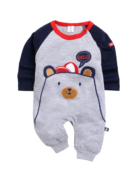 

Hopscotch Magenta & Grey Graphic Printed Cotton Sleepsuits