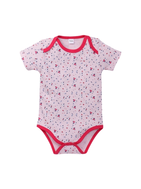 

Hopscotch Infant Girls Pink & White Printed Cotton Bodysuit