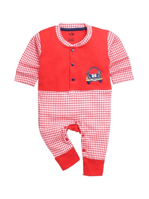

Hopscotch Infant Boys Red & White Checked Cotton Bodysuit