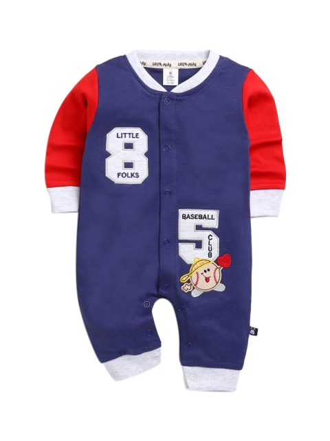 

Hopscotch Boys Blue & Red Printed Cotton Romper