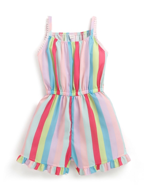 

Hopscotch Girls Multicoloured Striped Basic Jumpsuit, Multi