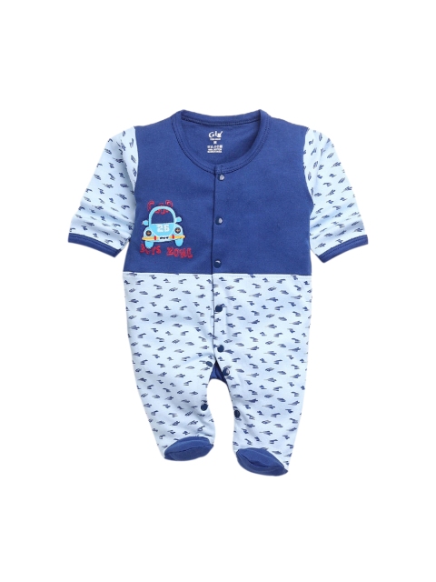 

Hopscotch Boys Blue Printed Sleepsuit