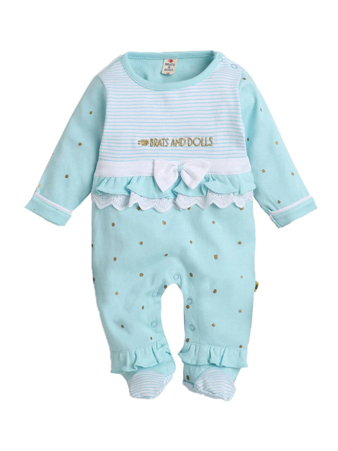 

Hopscotch Girls Turquoise Blue Printed Cotton Bodysuit