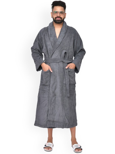 

Home Fresh Grey Solid Pure Cotton 400 GSM Bath Robe