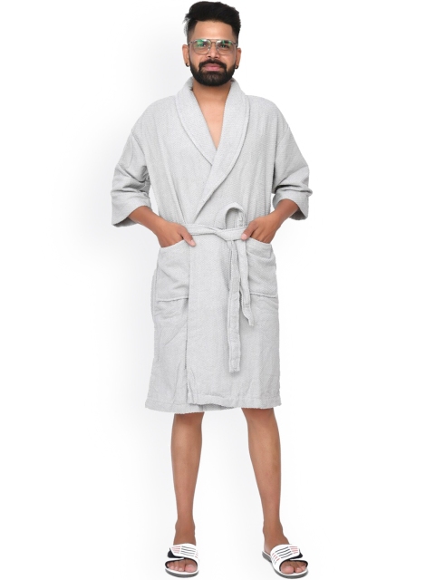 

Home Fresh Grey Solid Pure Cotton 400 GSM Bath Robe