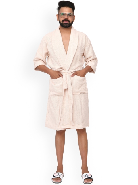 

Home Fresh Cream-Coloured Solid Pure Cotton 400 GSM Bath Robe