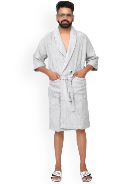 

Home Fresh Grey Solid Pure Cotton 400 GSM Bath Robe