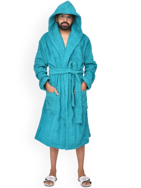 

Home Fresh Teal Blue Solid Pure Cotton 400 GSM Bath Robe