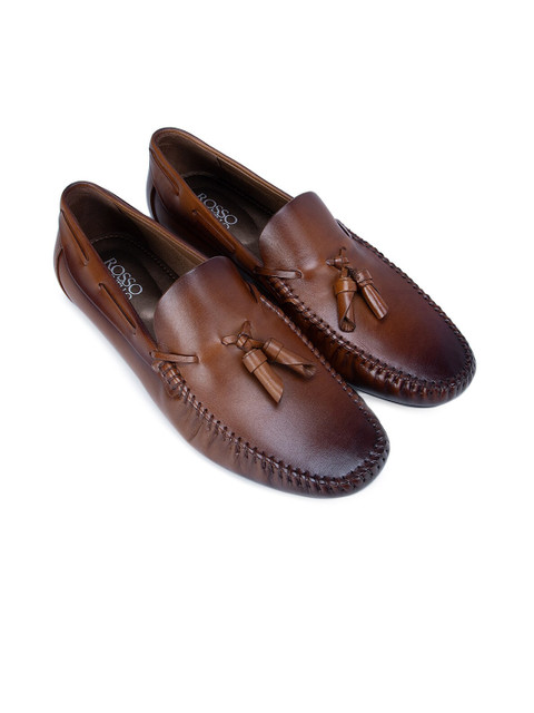 

ROSSO BRUNELLO Men Tan Leather Loafers