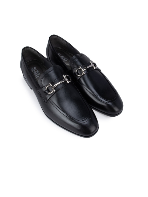 

ROSSO BRUNELLO Men Black Leather Slip-On Sneakers