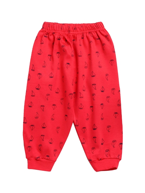 

Hopscotch Boys Red & Black Printed Cotton Joggers