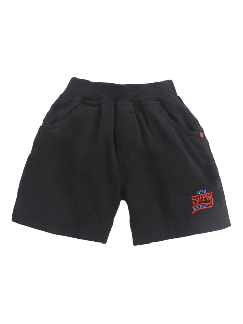 

Hopscotch Kids-Boys Black Solid Bermudas Shorts