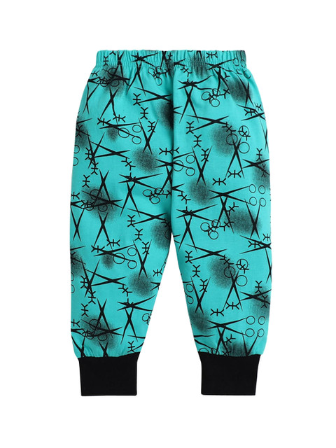 

Hopscotch Boys Green Graphic Printed Joggers