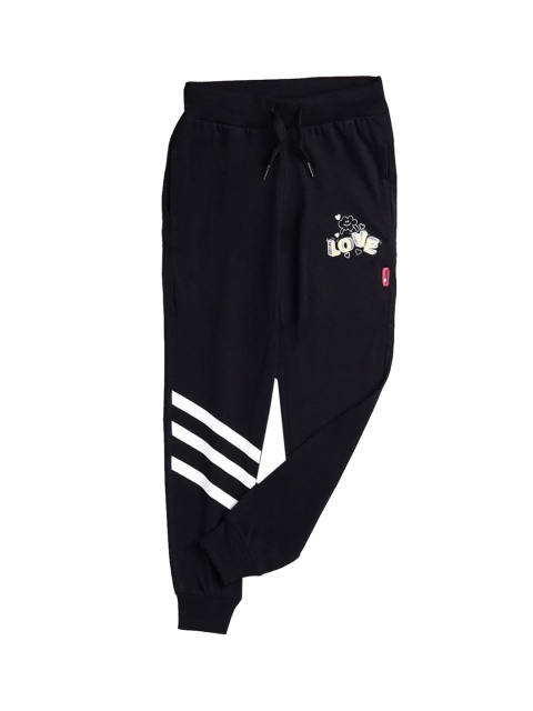 

Hopscotch Girls Black Graphic Stripe Print Joggers