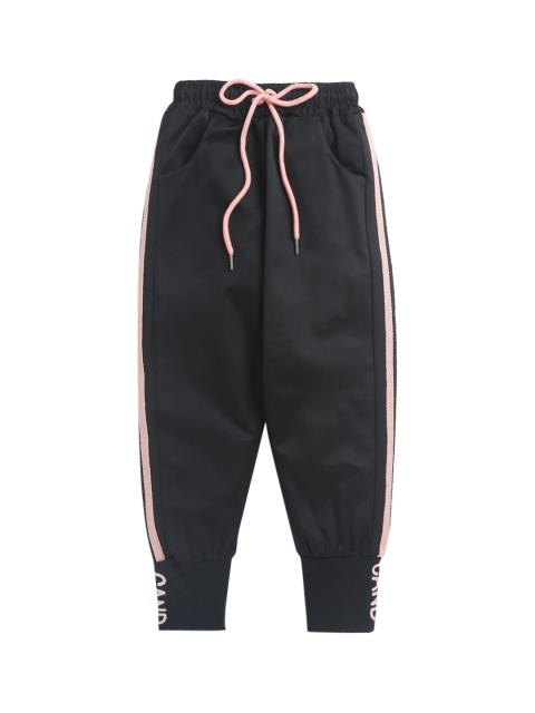

Hopscotch Girls Black & Pink Solid Joggers