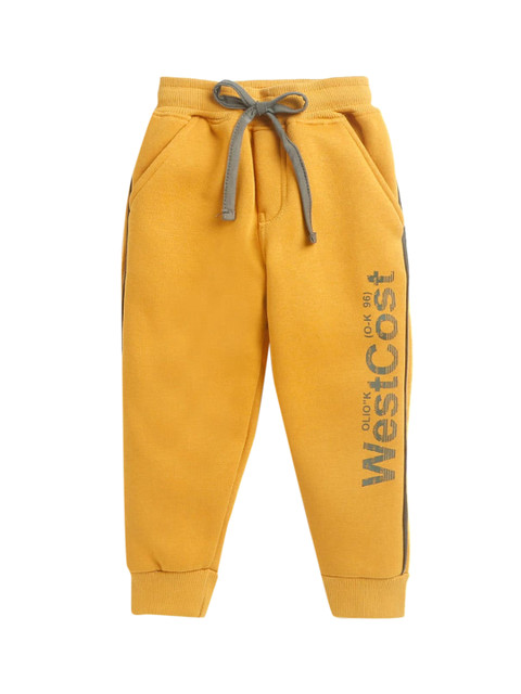 

Hopscotch Boys Yellow Typography Printed Joggers
