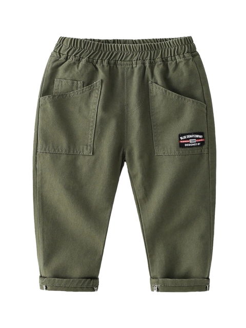 

Hopscotch Boys Green Printed Joggers Trousers
