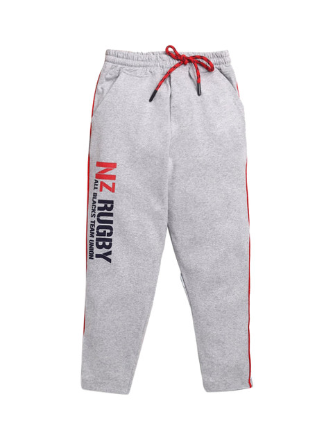

Hopscotch Boys Grey Typography Printed Pure Cotton Track Pants