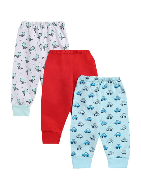 

Hopscotch Infant Boys Pack of 3 Red & Blue Printed Cotton Joggers