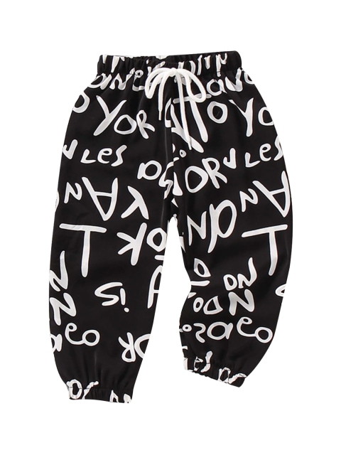 

Hopscotch Boys Black Printed Joggers Trousers
