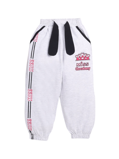 

Hopscotch Girls Grey & Red Printed Regular Cotton Joggers