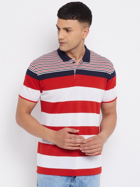 

Parcel Yard Men Red Striped Polo Collar T-shirt