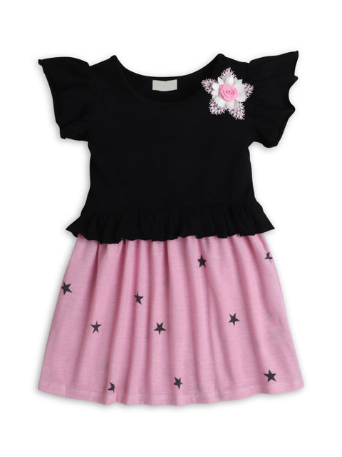 

Hopscotch Kids-Girls Pink & Black Peplum Dress