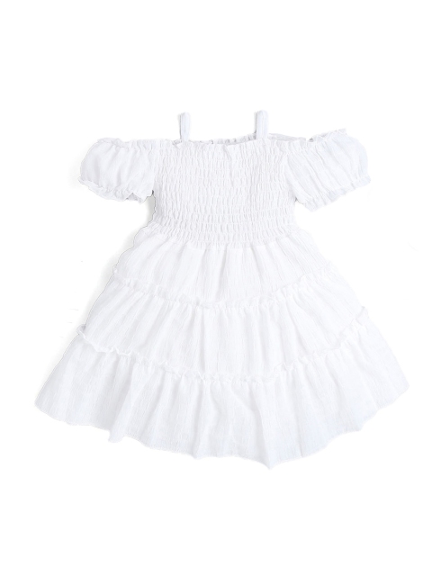 

Hopscotch Girls White Cold Shoulder Smocked Dress