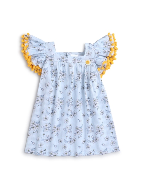 

Hopscotch Blue Floral Striped A-Line Dress