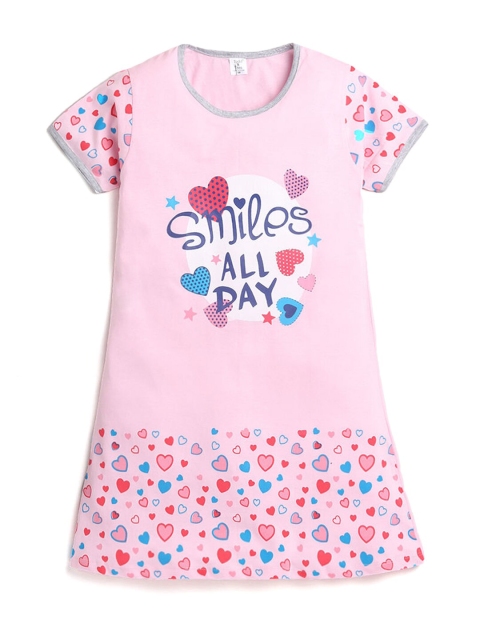 

Hopscotch Girls Pink Printed Nightdress