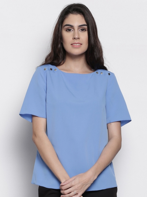 

DOROTHY PERKINS Women Blue Solid Regular Top