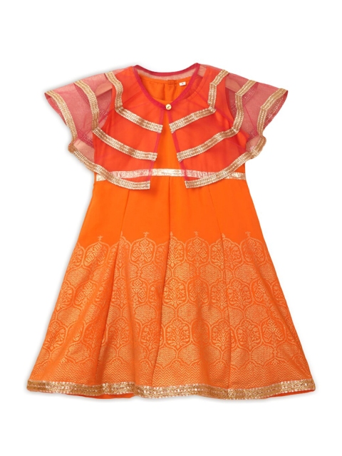 

Hopscotch Orange A-Line Dress