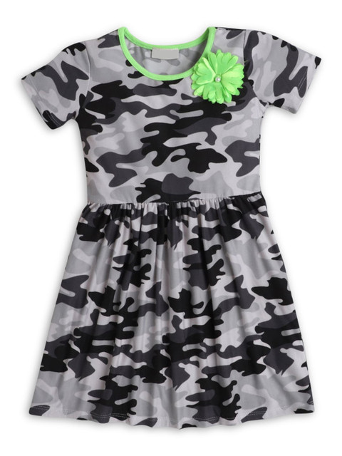 

Hopscotch Girls Grey Camouflage Printed Dress