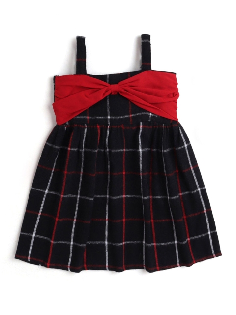 

Hopscotch Kids-Girls Black Checked A-Line Dress