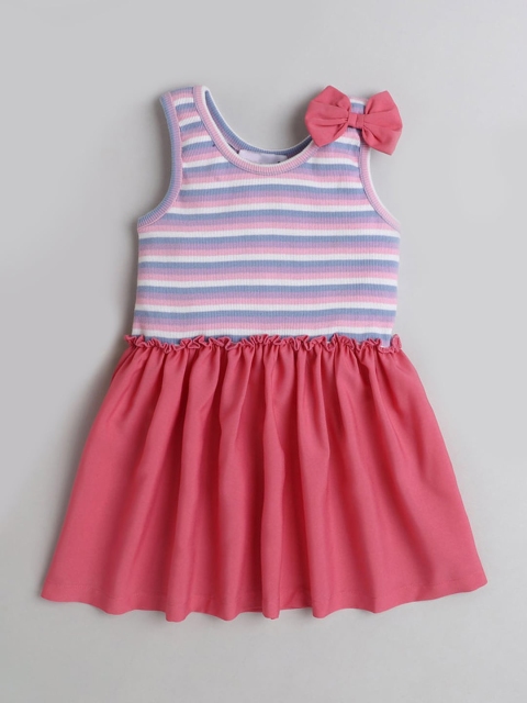 

Hopscotch Kids-Girls Multicoloured Striped Dress, Multi