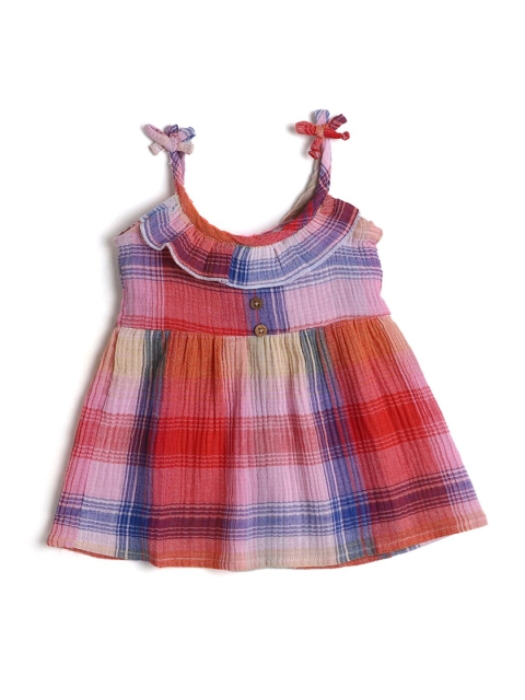 

Hopscotch Kids-Girls Red Checked A-Line Dress