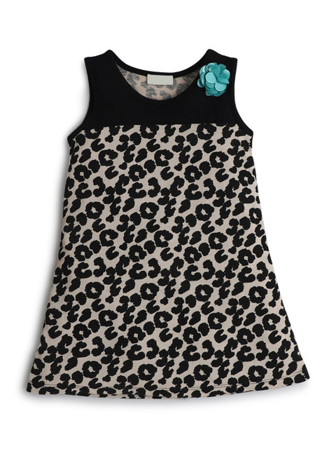 

Hopscotch Black Animal Print A-Line Dress